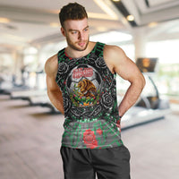 Mexico Football Golden Eagle Champions Men Tank Top Aztec Geometric Pattern Red Rose