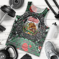 Mexico Football Golden Eagle Champions Men Tank Top Aztec Geometric Pattern Red Rose