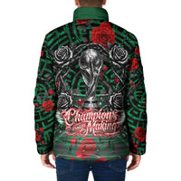 Mexico Football Golden Eagle Champions Padded Jacket Aztec Geometric Pattern Red Rose