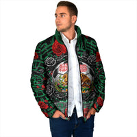 Mexico Football Golden Eagle Champions Padded Jacket Aztec Geometric Pattern Red Rose