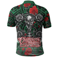 Mexico Football Golden Eagle Champions Polo Shirt Aztec Geometric Pattern Red Rose
