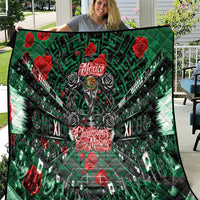 Mexico Football Golden Eagle Champions Quilt Aztec Geometric Pattern Red Rose