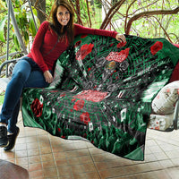 Mexico Football Golden Eagle Champions Quilt Aztec Geometric Pattern Red Rose