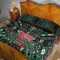 Mexico Football Golden Eagle Champions Quilt Bed Set Aztec Geometric Pattern Red Rose