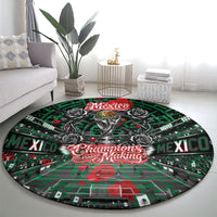 Mexico Football Golden Eagle Champions Round Carpet Aztec Geometric Pattern Red Rose
