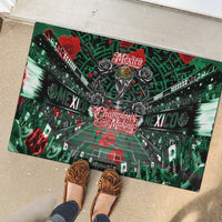 Mexico Football Golden Eagle Champions Rubber Doormat Aztec Geometric Pattern Red Rose