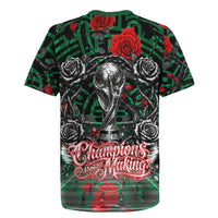 Mexico Football Golden Eagle Champions Rugby Jersey Aztec Geometric Pattern Red Rose