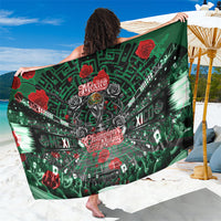 Mexico Football Golden Eagle Champions Sarong Aztec Geometric Pattern Red Rose