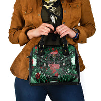 Mexico Football Golden Eagle Champions Shoulder Handbag Aztec Geometric Pattern Red Rose