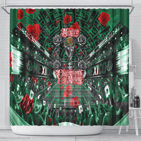 Mexico Football Golden Eagle Champions Shower Curtain Aztec Geometric Pattern Red Rose