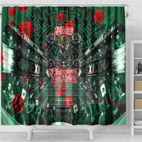 Mexico Football Golden Eagle Champions Shower Curtain Aztec Geometric Pattern Red Rose
