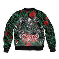 Mexico Football Golden Eagle Champions Sleeve Zip Bomber Jacket Aztec Geometric Pattern Red Rose