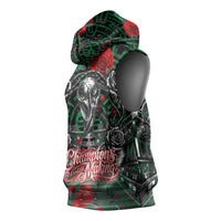 Mexico Football Golden Eagle Champions Sleeveless Hoodie Aztec Geometric Pattern Red Rose