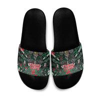 Mexico Football Golden Eagle Champions Slide Sandals Aztec Geometric Pattern Red Rose