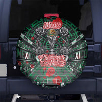 Mexico Football Golden Eagle Champions Spare Tire Cover Aztec Geometric Pattern Red Rose
