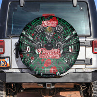 Mexico Football Golden Eagle Champions Spare Tire Cover Aztec Geometric Pattern Red Rose