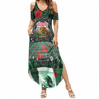 Mexico Football Golden Eagle Champions Summer Maxi Dress Aztec Geometric Pattern Red Rose