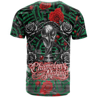 Mexico Football Golden Eagle Champions T Shirt Aztec Geometric Pattern Red Rose