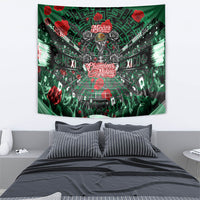 Mexico Football Golden Eagle Champions Tapestry Aztec Geometric Pattern Red Rose
