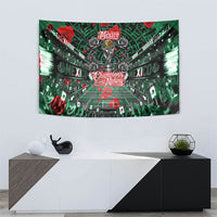 Mexico Football Golden Eagle Champions Tapestry Aztec Geometric Pattern Red Rose
