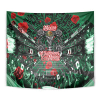Mexico Football Golden Eagle Champions Tapestry Aztec Geometric Pattern Red Rose