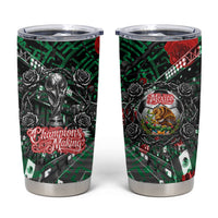 Mexico Football Golden Eagle Champions Tumbler Cup Aztec Geometric Pattern Red Rose