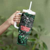 Mexico Football Golden Eagle Champions Tumbler With Handle Aztec Geometric Pattern Red Rose