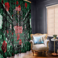 Mexico Football Golden Eagle Champions Window Curtain Aztec Geometric Pattern Red Rose
