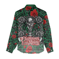 Mexico Football Golden Eagle Champions Women Casual Shirt Aztec Geometric Pattern Red Rose