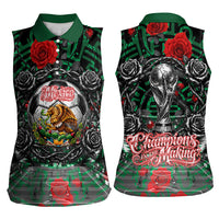 Mexico Football Golden Eagle Champions Women Sleeveless Polo Shirt Aztec Geometric Pattern Red Rose