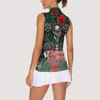 Mexico Football Golden Eagle Champions Women Sleeveless Polo Shirt Aztec Geometric Pattern Red Rose