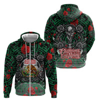 Mexico Football Golden Eagle Champions Zip Hoodie Aztec Geometric Pattern Red Rose