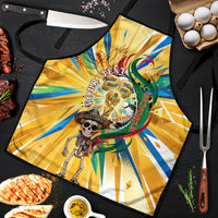 Personalized Mexico Football Victoria Sugar Skull Apron Dia De Los Muertos Cultural Art Sunburst