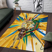 Personalized Mexico Football Victoria Sugar Skull Area Rug Dia De Los Muertos Cultural Art Sunburst