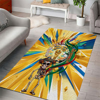 Personalized Mexico Football Victoria Sugar Skull Area Rug Dia De Los Muertos Cultural Art Sunburst