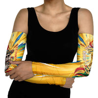 Personalized Mexico Football Victoria Sugar Skull Arm Sleeves Dia De Los Muertos Cultural Art Sunburst
