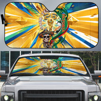 Personalized Mexico Football Victoria Sugar Skull Auto Sun Shade Dia De Los Muertos Cultural Art Sunburst