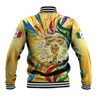 Personalized Mexico Football Victoria Sugar Skull Baseball Jacket Dia De Los Muertos Cultural Art Sunburst