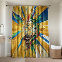 Personalized Mexico Football Victoria Sugar Skull Bathroom Set Dia De Los Muertos Cultural Art Sunburst