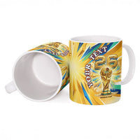 Personalized Mexico Football Victoria Sugar Skull Ceramic Mug Dia De Los Muertos Cultural Art Sunburst
