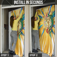 Personalized Mexico Football Victoria Sugar Skull Door Cover Dia De Los Muertos Cultural Art Sunburst