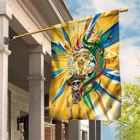 Personalized Mexico Football Victoria Sugar Skull Garden Flag Dia De Los Muertos Cultural Art Sunburst