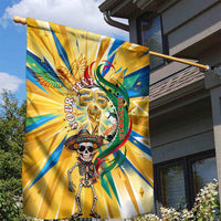 Personalized Mexico Football Victoria Sugar Skull Garden Flag Dia De Los Muertos Cultural Art Sunburst