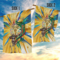 Personalized Mexico Football Victoria Sugar Skull Garden Flag Dia De Los Muertos Cultural Art Sunburst