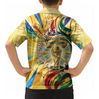 Personalized Mexico Football Victoria Sugar Skull Kid Hawaiian Shirt Dia De Los Muertos Cultural Art Sunburst