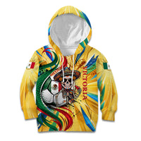 Personalized Mexico Football Victoria Sugar Skull Kid Hoodie Dia De Los Muertos Cultural Art Sunburst