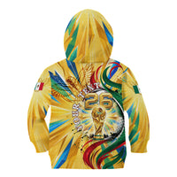 Personalized Mexico Football Victoria Sugar Skull Kid Hoodie Dia De Los Muertos Cultural Art Sunburst