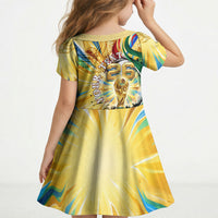 Personalized Mexico Football Victoria Sugar Skull Kid Short Sleeve Dress Dia De Los Muertos Cultural Art Sunburst