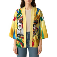 Personalized Mexico Football Victoria Sugar Skull Kimono Dia De Los Muertos Cultural Art Sunburst