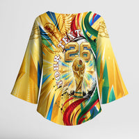 Personalized Mexico Football Victoria Sugar Skull Kimono Sleeve Blouse Dia De Los Muertos Cultural Art Sunburst